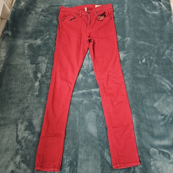 Rag and Bone Skinny High Rise, Red, Sz 28 - Picture 3 of 7